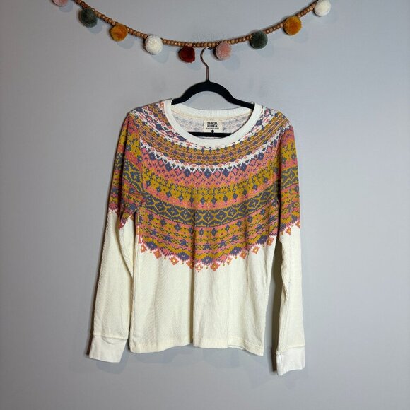 Anthropologie Back When Andrea Fair Isle Thermal top - Picture 1 of 5